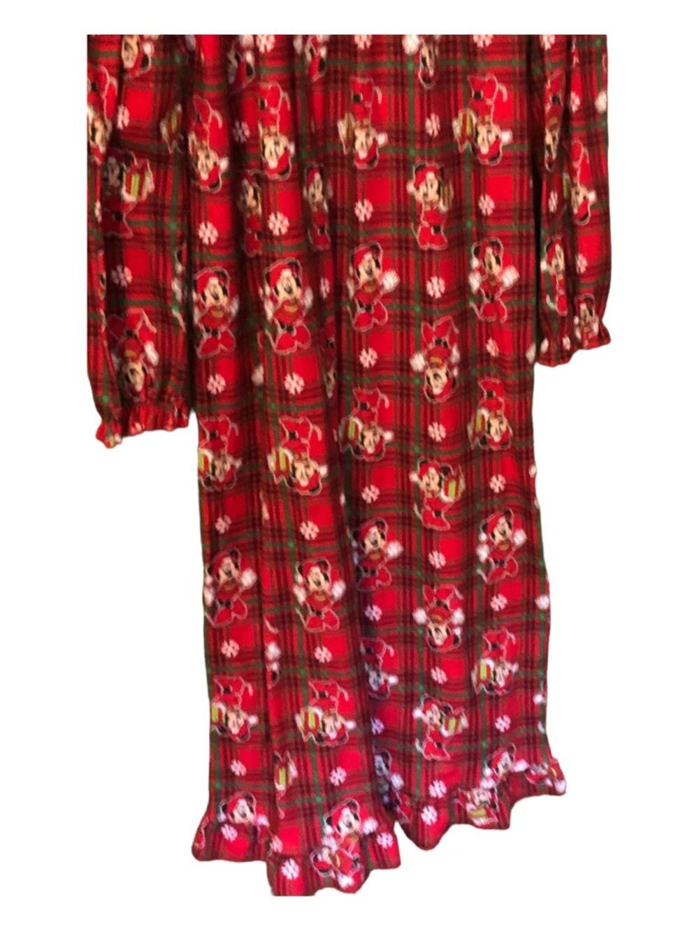 Cottagecore Minnie Mouse Winter Print Holiday Plaid Gown Accent Lace Bow Sz 10 - Picture 8 of 11